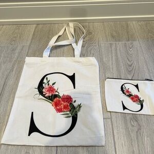 Floral ‘S’ Initial Tote and Pouch Set